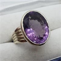 Valued $300 S/Sil Large Amethyst Ring