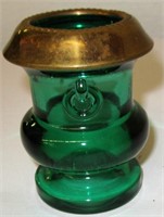 Small brass lip green vase