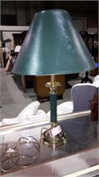 Brass lamp with green shade
