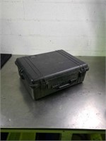 Pelican hard shell case with watertight seal. Has