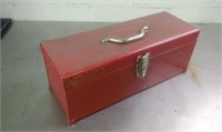 Old school red metal tool box