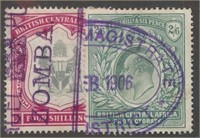 BRITISH CENTRAL AFRICA #53 & #65 USED FINE-VF