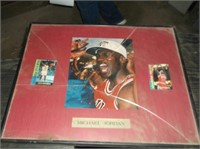 FRAMED MICHAEL JORDAN PHOTO AND CARDS