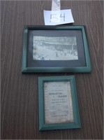 PAIR OF FRAMED BANK PHOTO & BY-LAWS