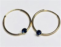 14KT Gold Sapphire (0.15ct) Hoop Earrings