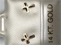 14K Yellow Gold Cross Shaped Earrings