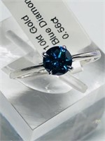 10KT Gold Blue Diamond (0.48ct) Ring Size 6