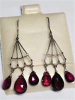 14K White Gold Pink Tourmaline (7cts) Earrings