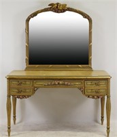 VINTAGE FRENCH DRESSING VANITY WITH CARVED MIRROR