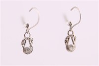Sterling Silver Teardrop Diamond Earrings