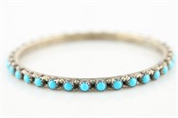 Sterling Silver, Turquoise Needlepoint Bangle