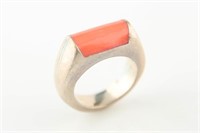 Mexican Sterling Silver, Coral Ring