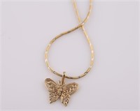 14kt Yellow Gold Necklace with Butterfly Pendant