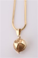 14kt Yellow Gold Necklace with Globe Pendant