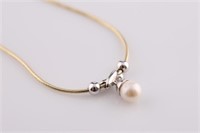 14kt Yellow Gold Necklace with Pearl Pendant
