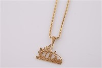 14kt Yellow Gold Pendant, 10kt YG Necklace