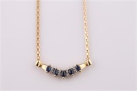 14kt Yellow Gold Diamond and Sapphire Necklace