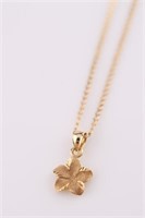 14kt Yellow Gold Necklace with Flower Pendant