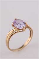 10kt Yellow Gold Ring with Purple Ice CZ
