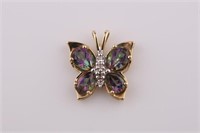 10k Yellow Gold Butterfly Pendant with Diamonds