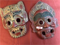 2 Thai Painted Wood Masks