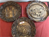 Ornate Souvenir Wood Carved Plates