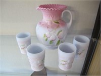 5 PC FENTON DRINK SET CRAMBERRY