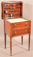Mahogany Two Drawer Sewing Stand with Lift Lid.