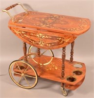 Inlaid Tea Cart having drop-leaves.floral and
