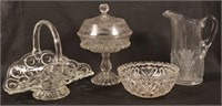 4 Pieces of Pressed Pattern Glass. Including moon