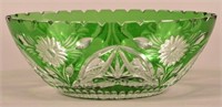Colored Cut Glass Center Bowl with Floral