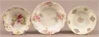 Three Porcelain Floral Decorated Bowls. Various