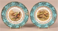 Two  Porcelain Bird Decorated Plates. Marked S T