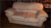 White leather loveseat