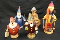 West Germany Wood Carved Incense Figurines