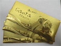 (3) 24K GOLD FOIL "SANTA CLAUS" ENVELOPES