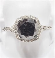 14K WHITE GOLD BLACK DIAMOND (2.10CT) AND WHITE