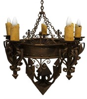 HEAVY GOTHIC STYLE IRON FIVE-LIGHT CHANDELIER