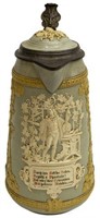 METTLACH MASTER STEIN, WINE WITH SAYING, #1821