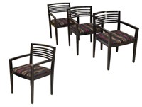 (4) KNOLL RICCHIO WOOD & UPHOLSTERED ARM CHAIRS