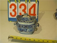 Early English Blue Floral Tea Caddy #1