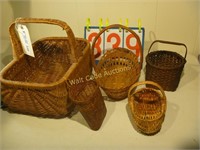 5 Wicker Baskets - Various Sizes - Mixed Lot