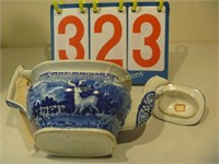 British Teapot - Blue Flower and Animal Scenery