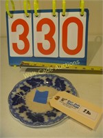 English Blue Plate with Blue Leaf Design