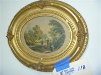 Oval Antique Painting with Frame