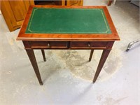 hall stand w/ 2 drawers, leather inlay,
