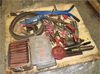 PALLET OF VARIOUS TOOL ITEMS, C-CLAMPS, VICE GRIPS