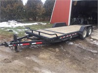 PJ 20' gravity tilt skid loader trailer
