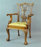 CHILD'S CHIPPENDALE-STYLE MAHOGANY ARM CHAIR