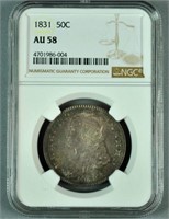 1831 50C AU 58 NGC US SILVER HALF DOLLAR COIN